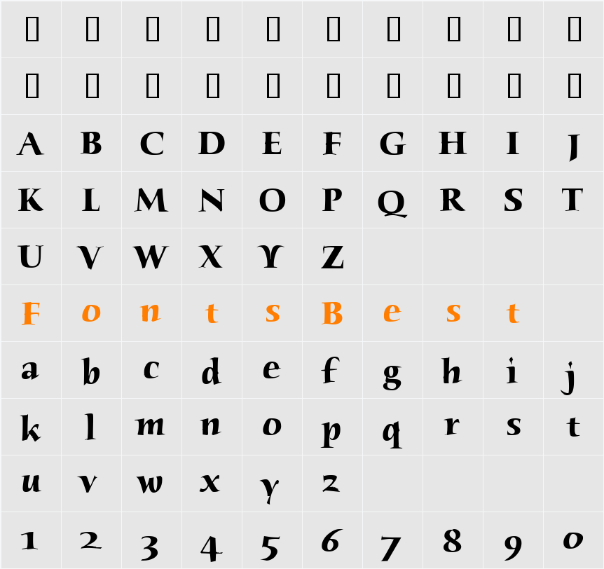 Humana Serif ITC TT Character Map