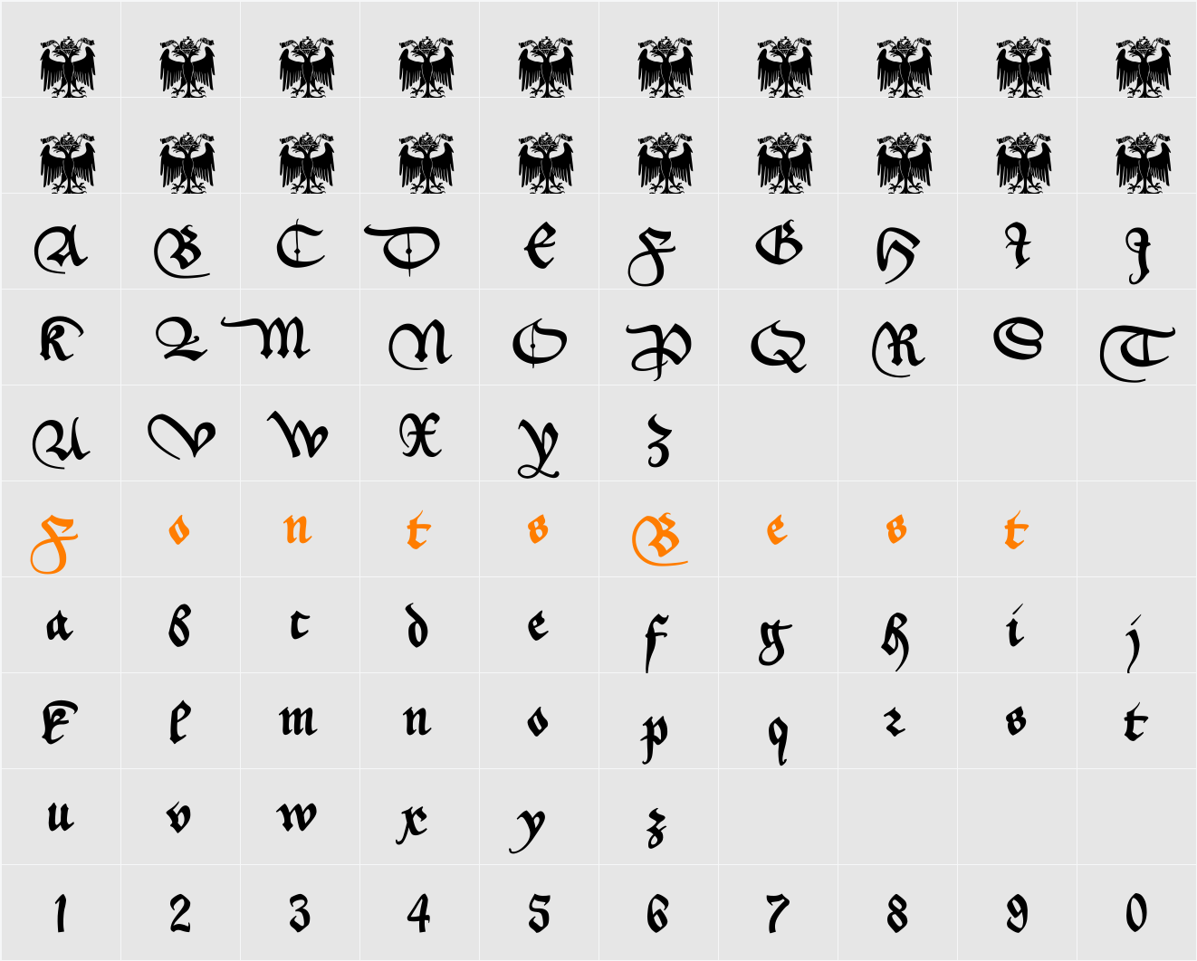 _a e i o u Character Map