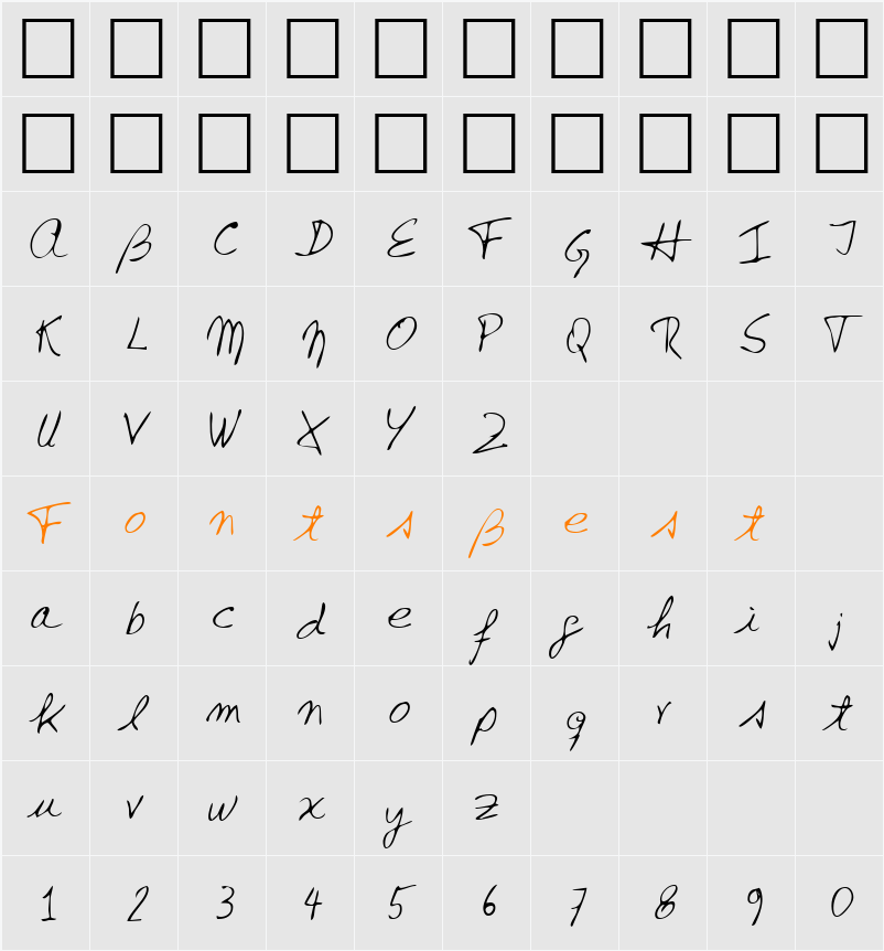 LEHN142 Character Map