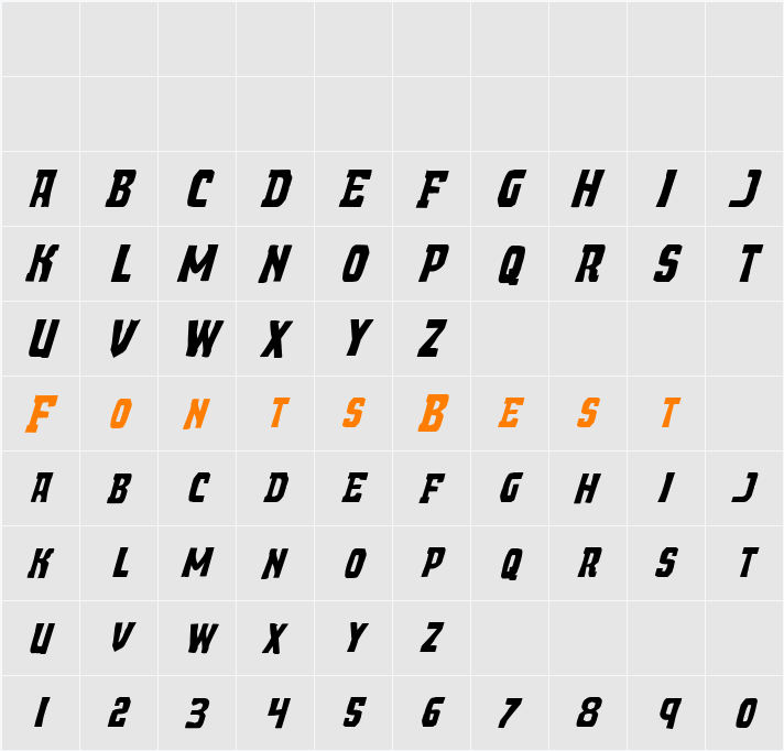Demon Priest Expanded Italic Character Map
