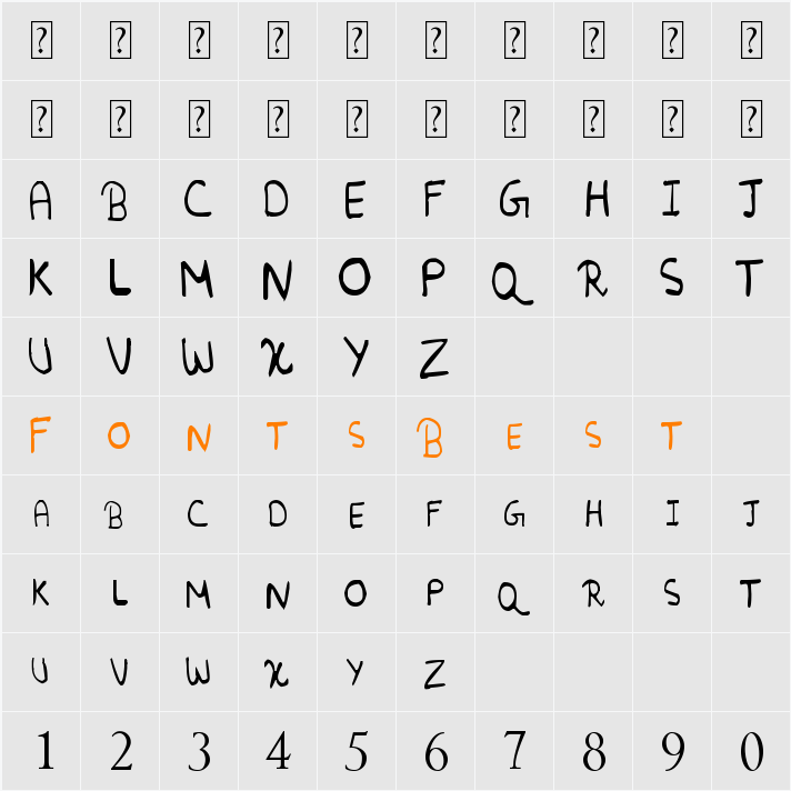 Random font Character Map