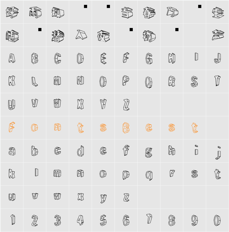 三次元切絵字 Character Map