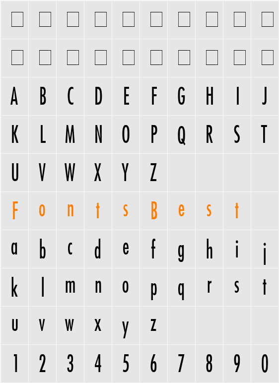 Fuji Thin Character Map