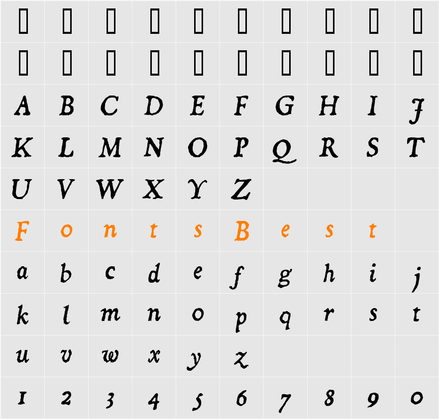 Dominican Italic Character Map