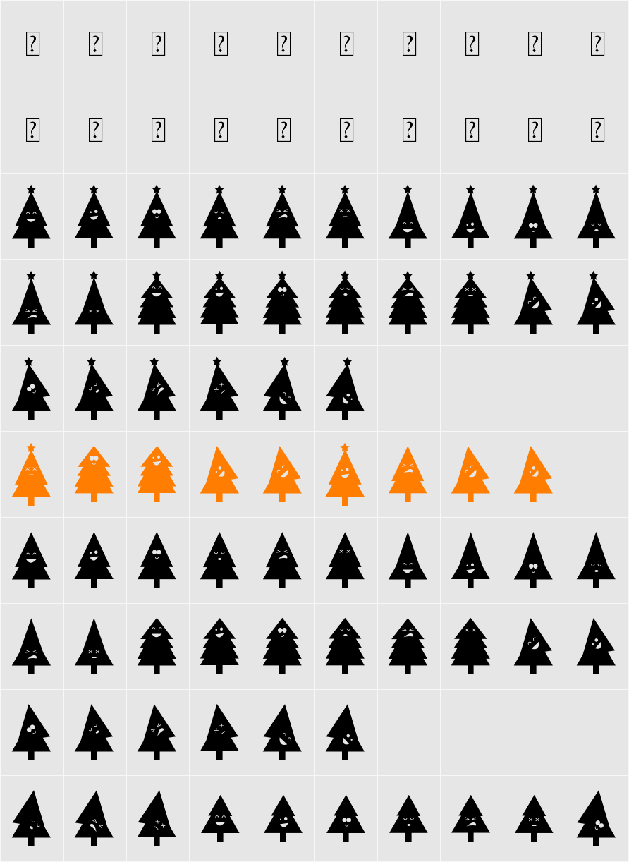 oh christmas ding Character Map