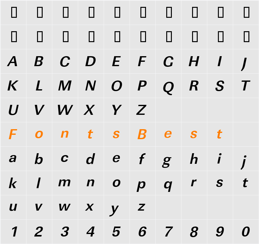 LinearStd Character Map