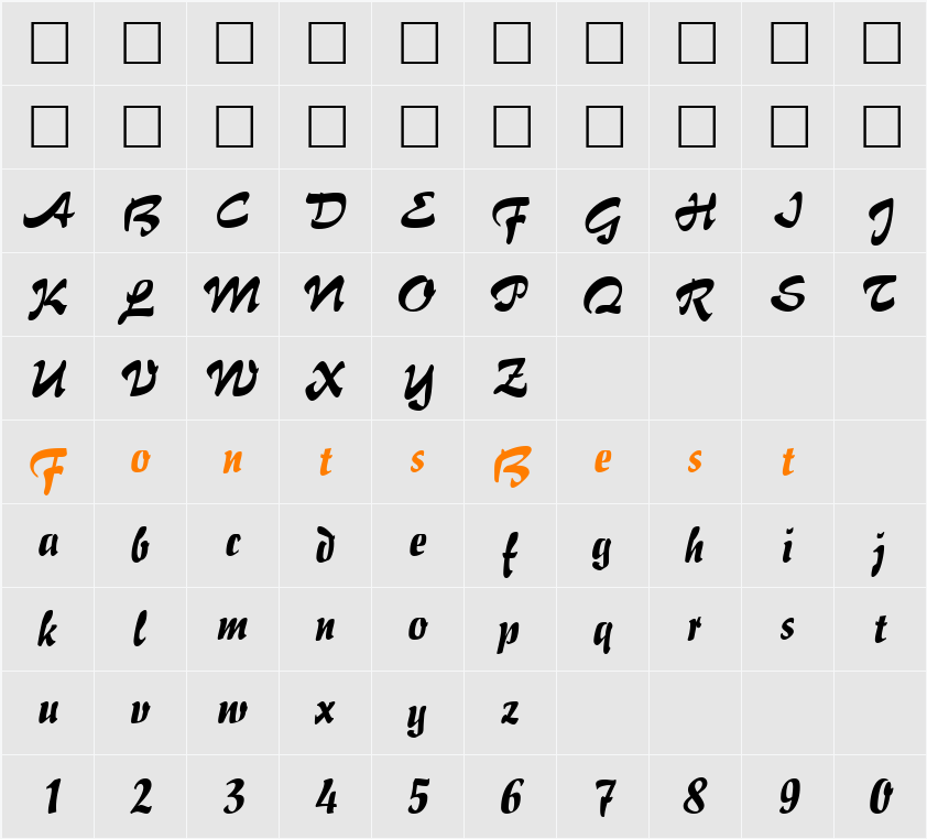 Brush Flair Character Map