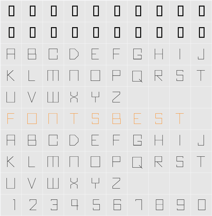 Kubus Thin Character Map