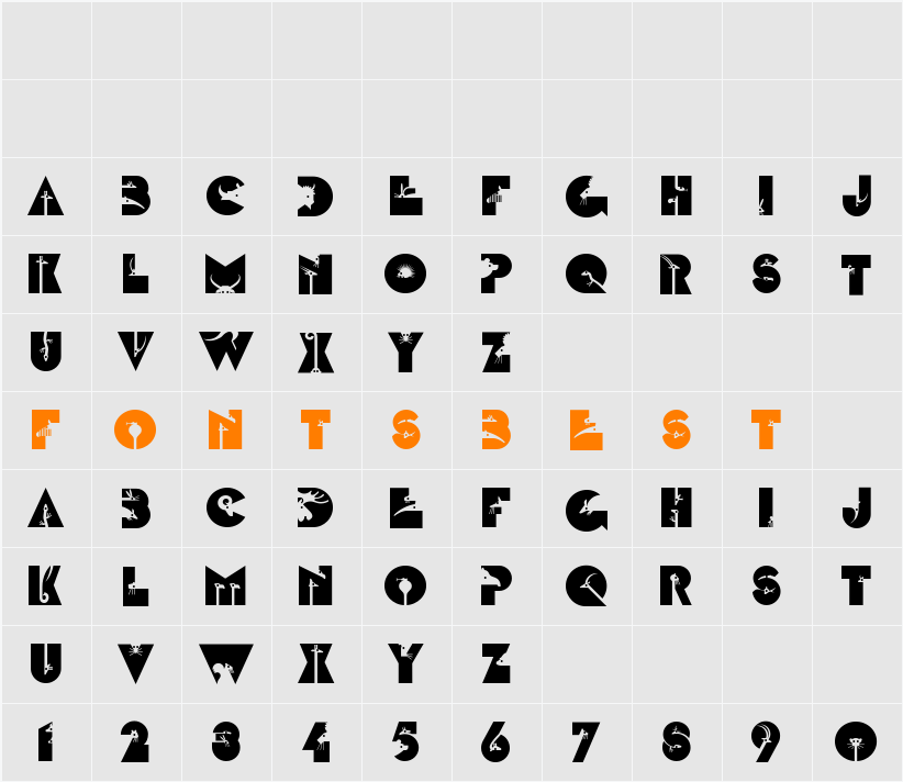 LTZootype Land Character Map