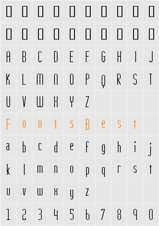 SlimpiSquares Character Map