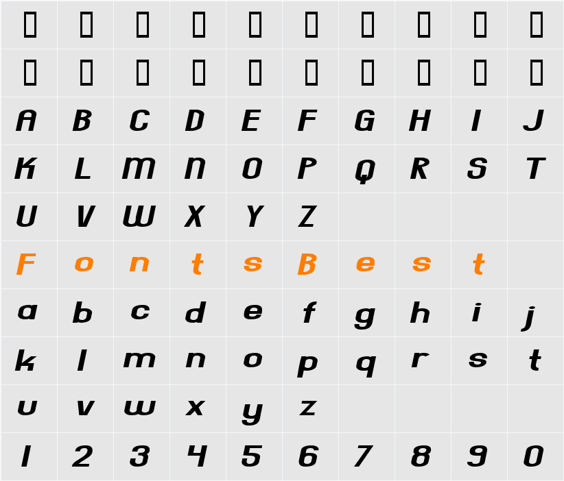 Everyday Formula Sway Character Map