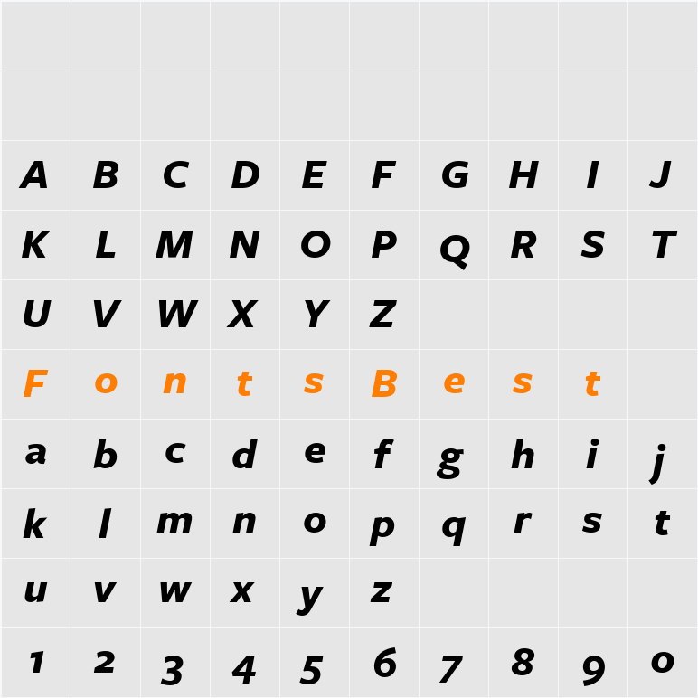 FreightSans BoldItalic Character Map