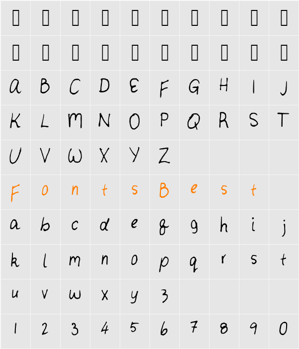 ErinsFont Character Map