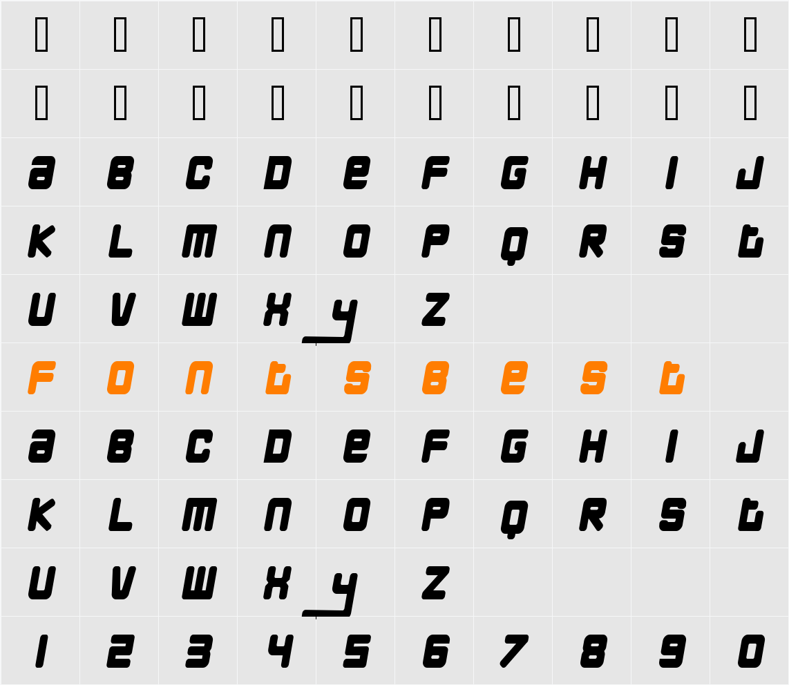 Skyway Character Map