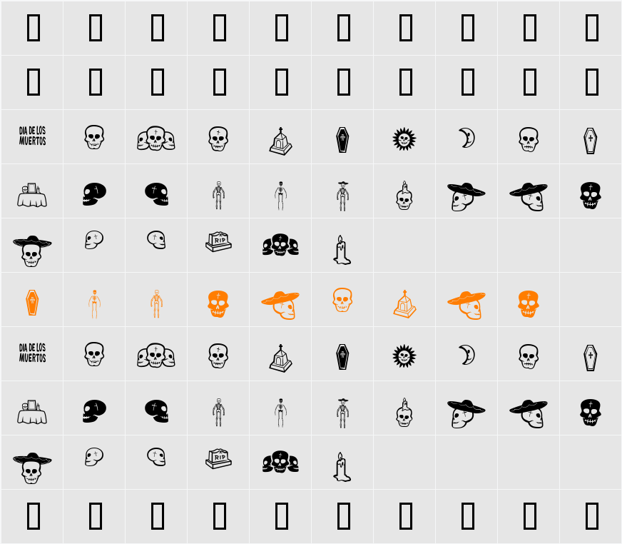 Dia De Los Muertos BV Character Map