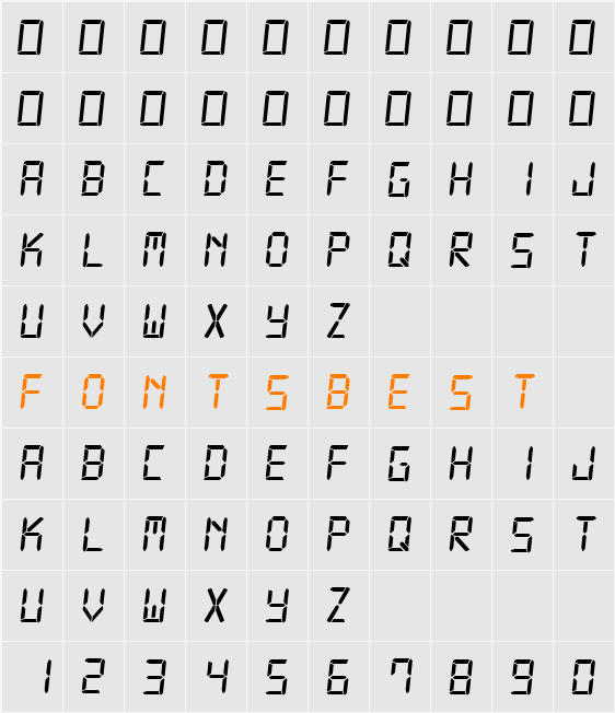 Digital-7 Mono Character Map