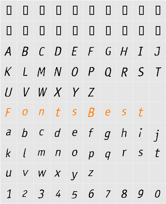 Rosango Character Map