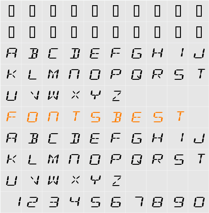 Digital Readout Expanded Character Map