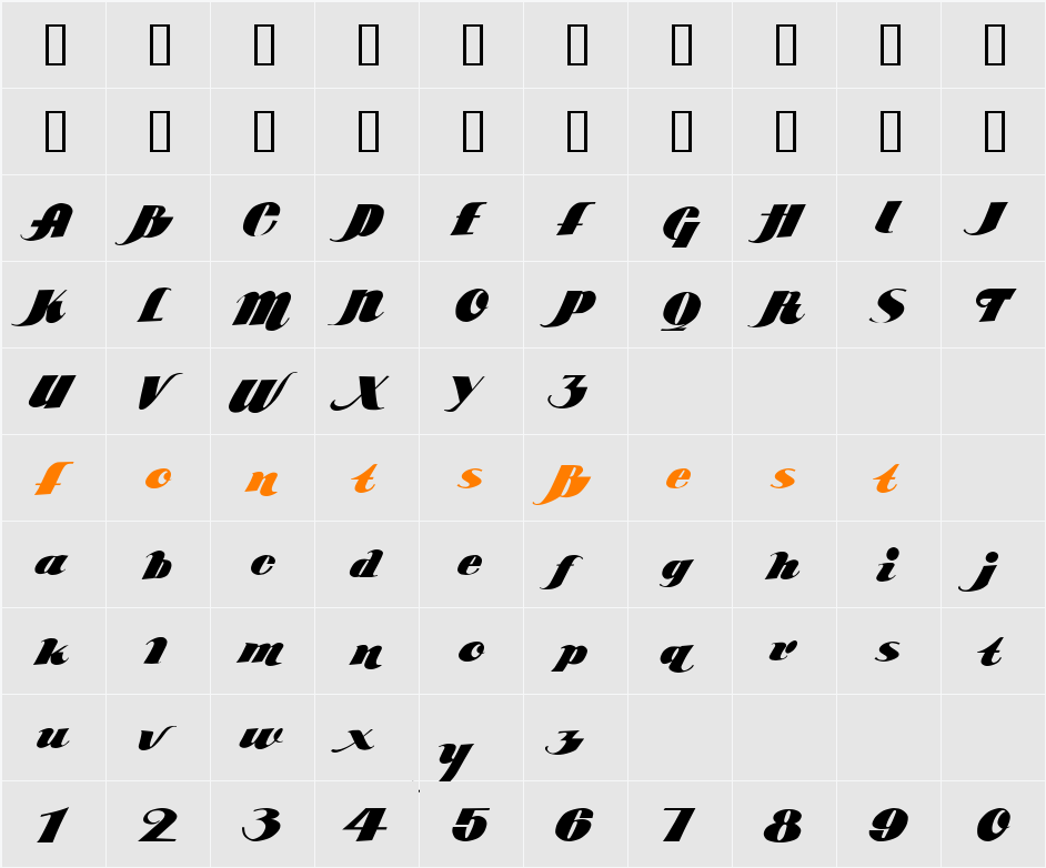 LHF Poster Script Character Map