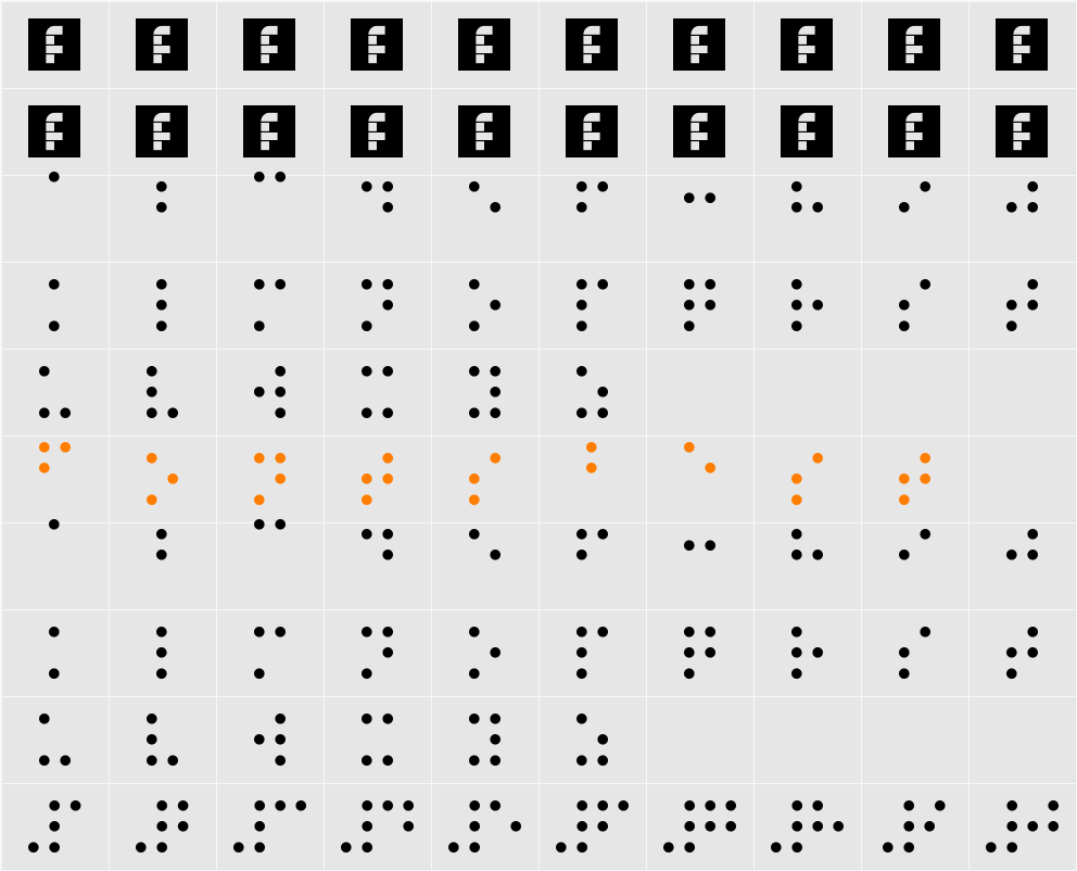 Braille Printing Character Map