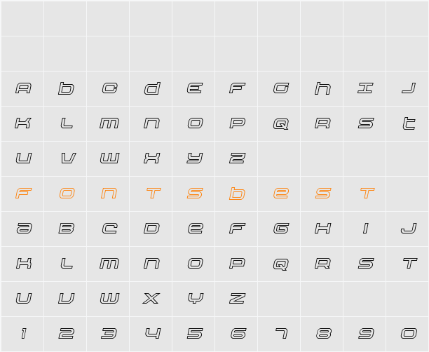 Nextwave Outline Italic Character Map