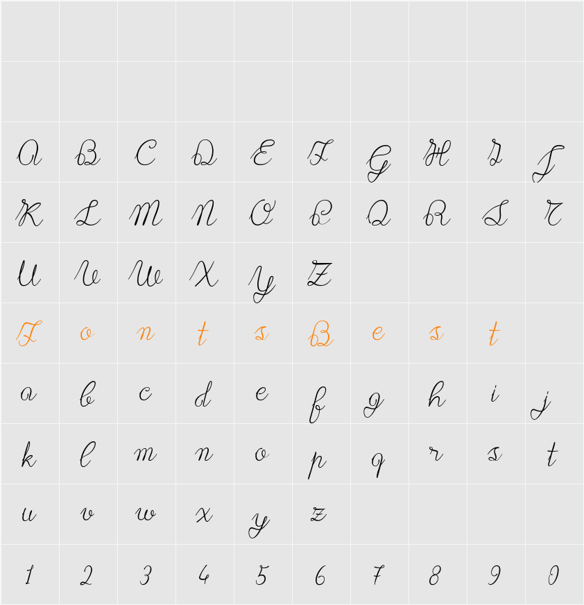Lace 1.0. Character Map