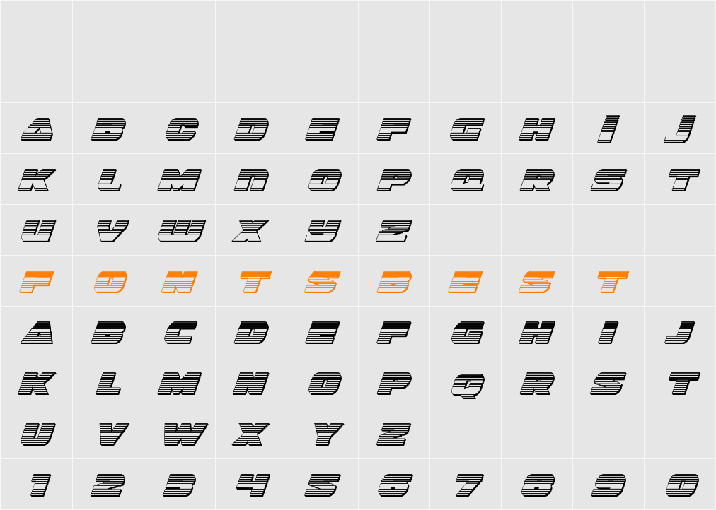 Guardian Chrome Italic Character Map