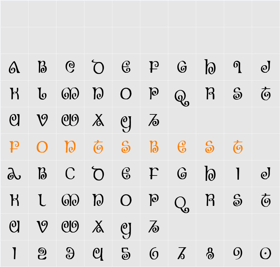 The Shire Condensed Character Map