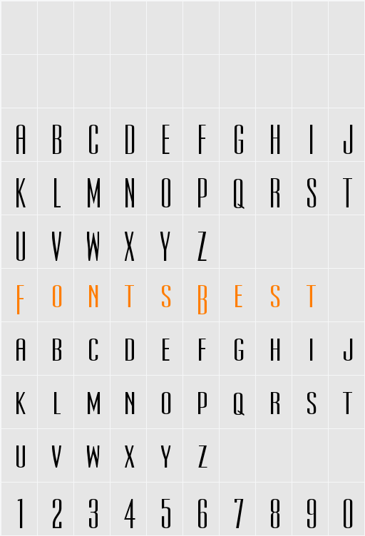 UltraCondensedSansSerif Character Map