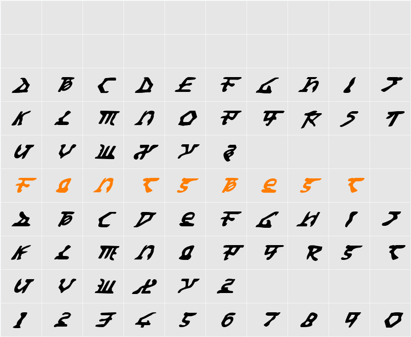 Homeworld Translator Italic Character Map