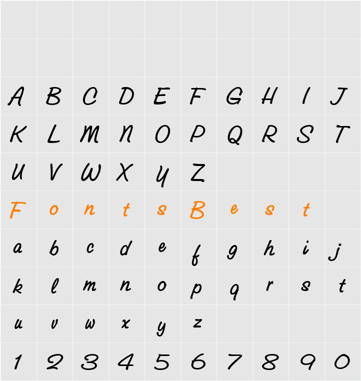 GroveScriptMedium Character Map
