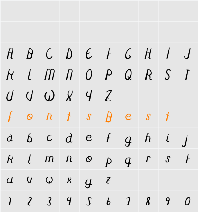 Fulgura Character Map