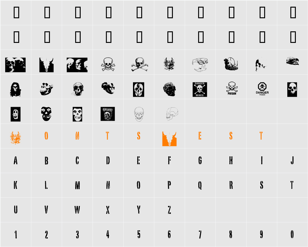 SKULL TS 2 Character Map