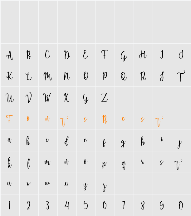 Shellahera Script Demo Character Map