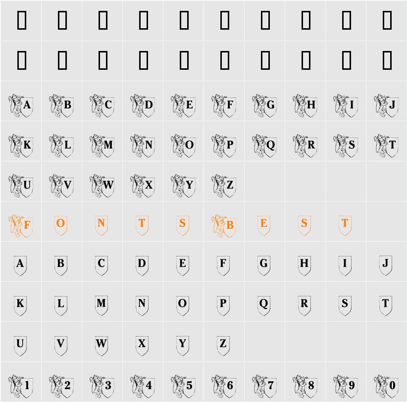 LMS Family Shield Character Map