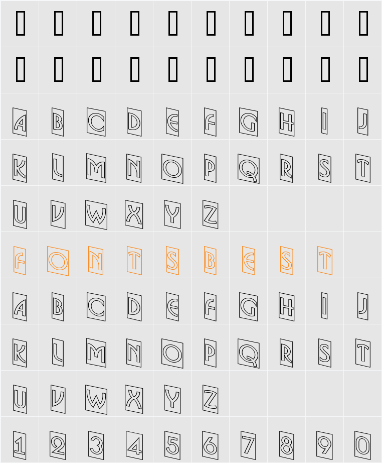 a_BosaNovaCmDnOtl Character Map