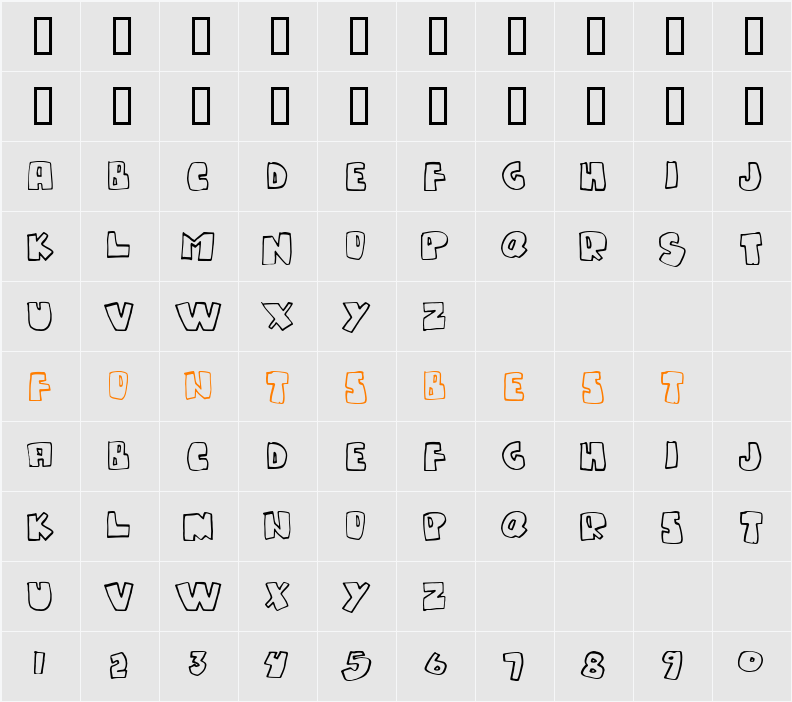 Gumpy one Character Map