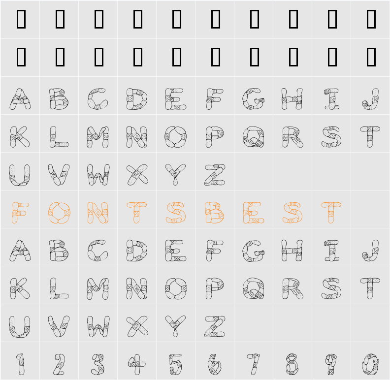 Gauze Strips Character Map