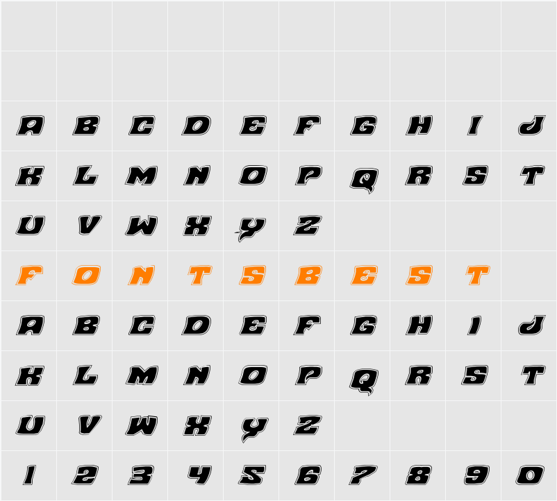 Nuevo Passion Academy Italic Character Map