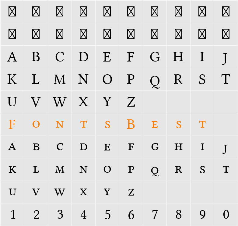 Linux Libertine Capitals Character Map