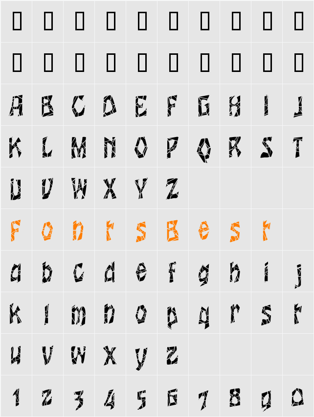 WrinklecutCondensed Character Map