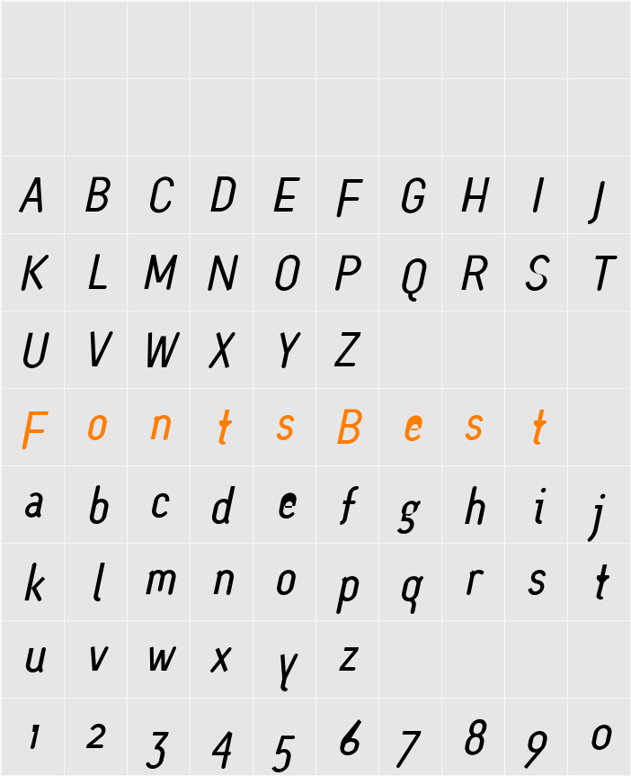 Slanted Character Map