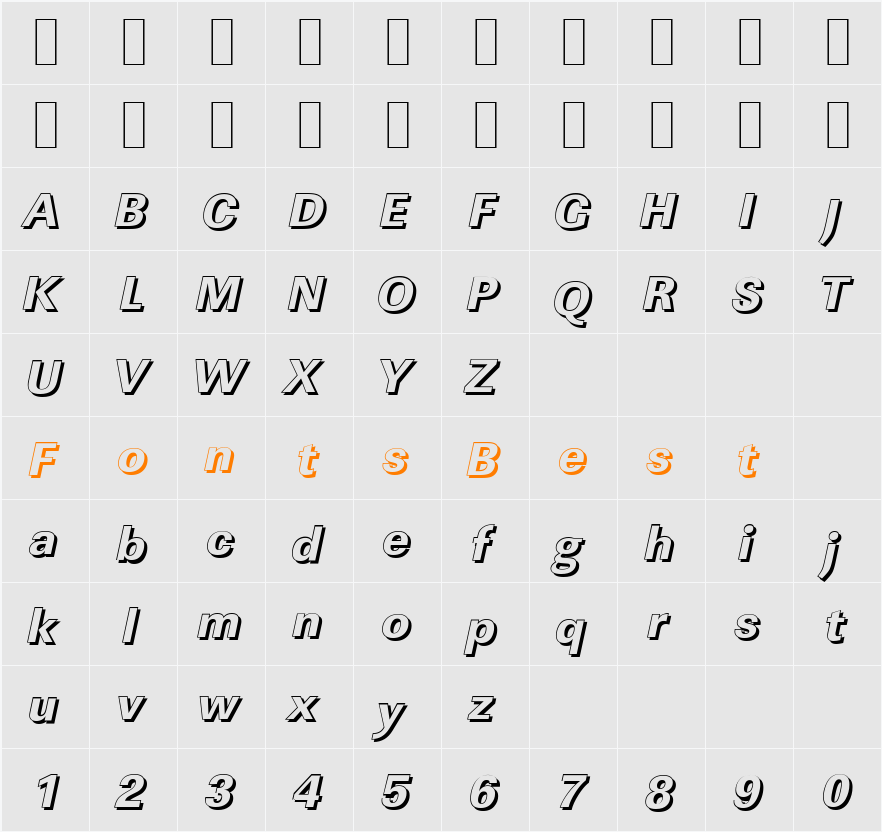 LinearSh-Xbold Character Map
