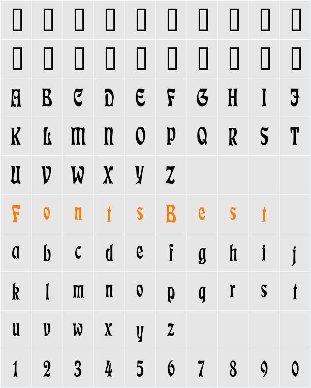 Freedom Thin Character Map