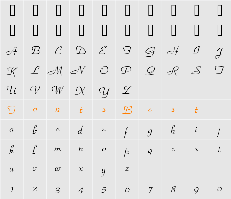 GE ParkScript Character Map
