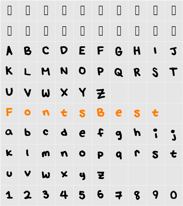 LulusFont Character Map