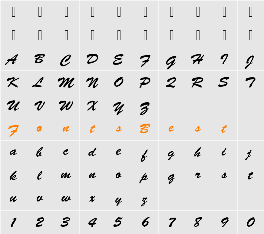 612-CAI978 Character Map
