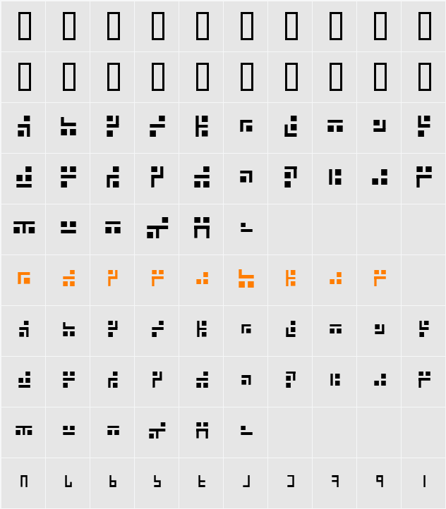 Exabic Character Map