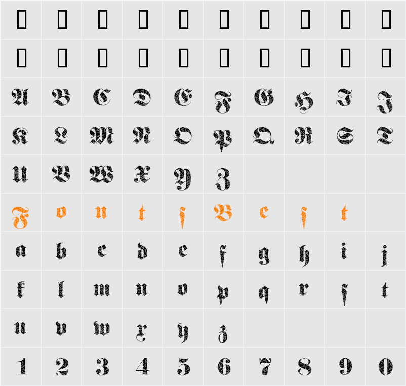 FrakturBrokenGlass2 Character Map