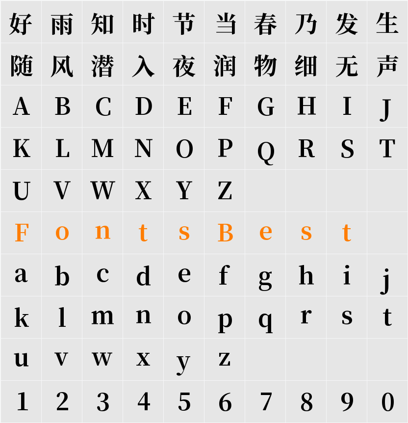 思源宋体 CN Character Map